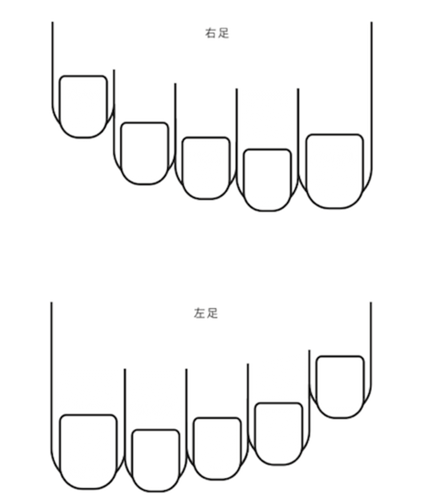 電子カルテのフットネイル台紙